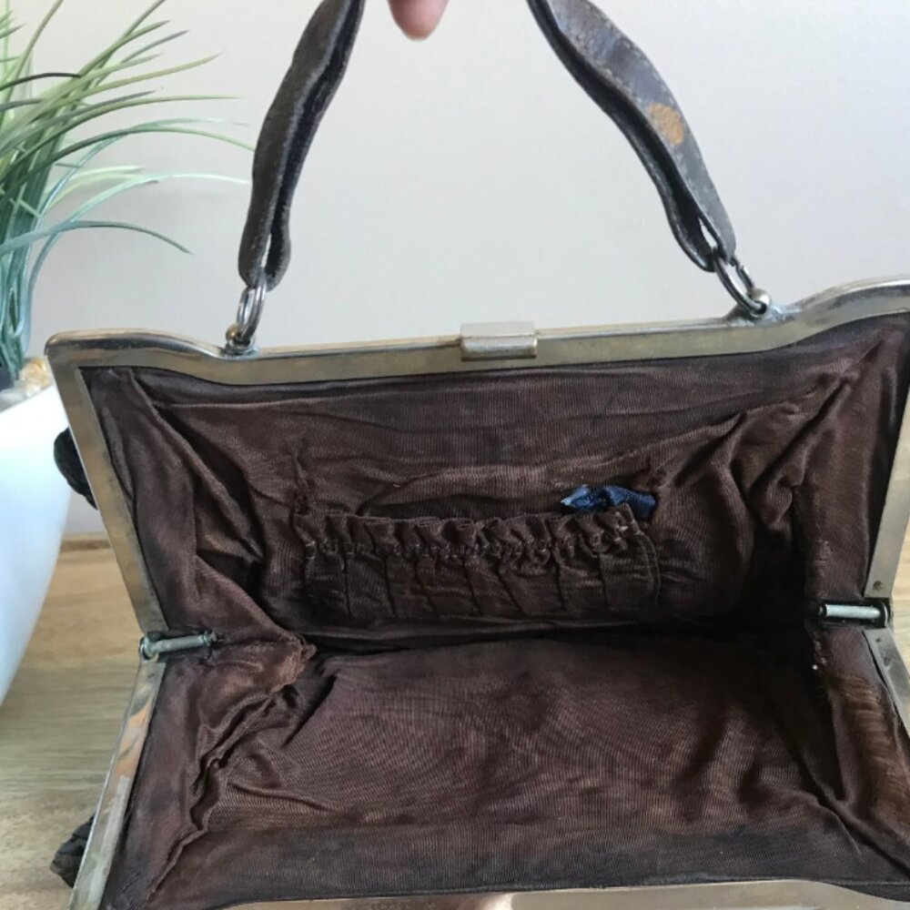 Antique Genuine 1920s Leather Handbag - Picture 7 of 8